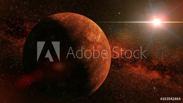 Picture of Planet Mercury the stars and the Sun